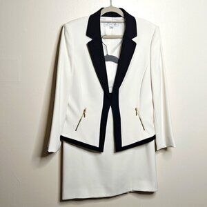 Tahari Arthur S. Levine Vintage Two Tone Blazer Skirt Suit Set Size 10 EUC